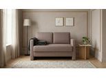 BRUNO Schlafsofa 120cm in Braun | Schmal | stabiles Massivholz & Boxspringkomfort