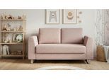 BRUNO Schlafsofa 120cm in Pink Blush Rosa | Klassik | stabiles Massivholz & Boxspringkomfort