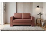 BRUNO Schlafsofa 120cm in Hazelnut Rot Braun | Kubus | stabiles Massivholz & Boxspringkomfort