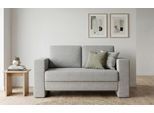 BRUNO Schlafsofa 120cm in Silver Grey Grau | Kubus | stabiles Massivholz & Boxspringkomfort