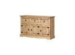 Mid.you , Honig , Holz , Kiefer , massiv , 3 Fächer , 3 Schublade(n) Schubladen , 132x84x44 cm ,