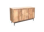 Mid.you , Naturfarben, Schwarz , Holz, Metall , Mangoholz , massiv , 2 Fächer , 130x80x40 cm , Kleinmöbel, Kommoden, Sideboards