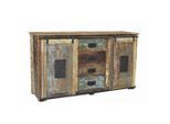 Mid.you , Mehrfarbig , Holz , Altholz , massiv , 2 Fächer , 4 Schublade(n) Schubladen , 150x81x38 cm , Kleinmöbel, Kommoden, Sideboards