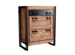 Mid.you , Naturfarben, Schwarz , Holz, Metall , Akazie , massiv , 1 Schublade(n) Schubladen , 80x96x40 cm ,