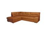 Livetastic , Cognac , Leder , Echtleder , Rindleder , Ottomane links, L-Form , 268x216 cm , Made in EU , seitenverkehrt erhältlich, Schlafen auf Sitzhöhe, Rücken echt, Armteil rechts , Wohnzimmer, Sofas & Couches, Schlafsofas, Ecksofas mit Schlaffunktion