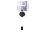 PACO HOME Wandleuchte "Cosmo 345", schwarz, 1, Ø 18cm H: 26,5cm, Leuchten, Kinderlampe Wandlampe Schalter Ø 18cm Sterne Punkte Kabellänge 3m E14, Wandleuchte