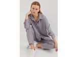 Leinenmix Langarmhemd und Hose Set