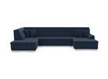 Wohnlandschaft DOMO COLLECTION "TREVISO inkl. Zierkissen, moderne Steppung, XXL: 364x201x83 cm", blau (dunkelblau), B:364cm H:83cm T:201cm, 95% Polyester, 5% Nylon, Sofas, Wohnlandschaft, wahlweise mit Bettfunktion, in vielen Bezugsarten auch in Cord U-Form