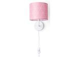 PACO HOME Wandleuchte "Stella 401", weiß (rosa), 1, Ø 18cm H: 26,5cm, Leuchten, Stecker Flur Lampe Wohnzimmer Ø 18cm Skandi Stil Kabel 3m E14, Wandleuchte