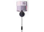 PACO HOME Wandleuchte "Cosmo 345", schwarz, 1, Ø 18cm H: 26,5cm, Leuchten, Kinderlampe Wandlampe Schalter Ø 18cm Sterne Punkte Kabellänge 3m E14, Wandleuchte
