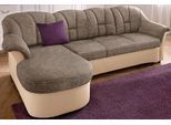 Ecksofa DOMO COLLECTION "FLORES Schlafsofa, 233x142x86 cm, L-Form", braun (creme, beige, braun), B:233cm H:86cm T:142cm, Kunstleder SOFTLUX / Struktur ( 90% Polyester, 10% Polyacryl );NaturLEDER (echtes Rindsleder) in Sitz und Rücken. Korpus in passendem Kunstleder SOFTLUX bezogen;Microfaser PRIMABELLE (100% Polyester) / Struktur ( 100% Polyester ), Sofas, Ecksofa, whlw. mit Bettfunktion, whlw. mi