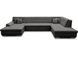 Wohnlandschaft DOMO COLLECTION "TREVISO inkl. Zierkissen, moderne Steppung, XXL: 364x201x83 cm", grau, B:364cm H:83cm T:201cm, 100% Polyester;Microfaser-Primabelle (100% Polyester) / Struktur (90% Polyester; 10% Polyacryl), Sofas, Wohnlandschaft, wahlweise mit Bettfunktion, in vielen Bezugsarten auch in Cord U-Form