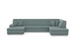 Wohnlandschaft DOMO COLLECTION "TREVISO inkl. Zierkissen, moderne Steppung, XXL: 364x201x83 cm", grün (mint), B:364cm H:83cm T:201cm, 100% Polyester, Sofas, Wohnlandschaft, wahlweise mit Bettfunktion, in vielen Bezugsarten auch in Cord U-Form