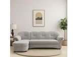 Ecksofa DOMO COLLECTION "FLORES Schlafsofa, 233x142x86 cm, L-Form", silber, B:233cm H:86cm T:142cm, 100% Polyester, Sofas, Ecksofa, whlw. mit Bettfunktion, whlw. mit Federkern