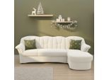 Ecksofa DOMO COLLECTION "FLORES Schlafsofa, 233x142x86 cm, L-Form", beige (creme), B:233cm H:86cm T:142cm, 100% Polyester, Sofas, Ecksofa, whlw. mit Bettfunktion, whlw. mit Federkern