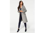 Kurzmantel HEINE, Damen, Gr. 34, grau (grau, melange), 80% Wolle, 20% Polyamid, unifarben, unifarben mit Farbeinsatz, unifarben mit Farbeinsätzen, Mäntel Kurzmantel