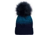 Bommelmütze STYLEBREAKER "Strick Bommelmütze mit Farbverlauf", Damen, blau (schwarz, petrol), 100% Polyacryl PAN., Modisch, Mützen Bommelmütze