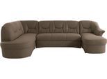Wohnlandschaft DOMO COLLECTION "SARAFINA 295x83x180 cm, auch mit Federkern für mehr Sitzkomfort", braun, B:295cm H:83cm T:180cm, Luxus-Microfaser (92% Polyester, 8% Nylon);Microfaser PRIMABELLE (100% Polyester);Microfaser PRIMABELLE (100% Polyester) / Struktur (90% Polyester; 10% Polyacryl), Sofas, Wohnlandschaft, whlw. mit Bettfunktion, elegantes Design, U-Form