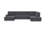 Wohnlandschaft DOMO COLLECTION "TREVISO inkl. Zierkissen, moderne Steppung, XXL: 364x201x83 cm", grau, B:364cm H:83cm T:201cm, 100% Polyester, Sofas, Wohnlandschaft, wahlweise mit Bettfunktion, in vielen Bezugsarten auch in Cord U-Form