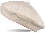 Baskenmütze STYLEBREAKER "Feinstrick Baskenmütze mit Streifen Muster", Damen, weiß (creme), Obermaterial: 100% Polyacryl PAN., Modisch, Mützen Baskenmütze