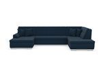 Wohnlandschaft DOMO COLLECTION "TREVISO inkl. Zierkissen, moderne Steppung, XXL: 364x201x83 cm", blau (dunkelblau), B:364cm H:83cm T:201cm, 100% Polyester, Sofas, Wohnlandschaft, wahlweise mit Bettfunktion, in vielen Bezugsarten auch in Cord U-Form