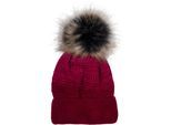 Bommelmütze STYLEBREAKER "Strick Bommelmütze mit Farbverlauf", Damen, rot (bordeaux, pink), 100% Polyacryl PAN., Modisch, Mützen Bommelmütze