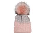 Bommelmütze STYLEBREAKER "Strick Bommelmütze mit Farbverlauf", Damen, rosa (rose, grau), 100% Polyacryl PAN., Modisch, Mützen Bommelmütze
