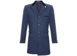 Heren 3/4 lange marineblauwe Crombie overjas jas visgraat tweed jas Peaky Blinder