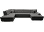 Wohnlandschaft DOMO COLLECTION "TREVISO inkl. Zierkissen, moderne Steppung, XXL: 364x201x83 cm", grau, B:364cm H:83cm T:201cm, 100% Polyester;Microfaser-Primabelle (100% Polyester) / Struktur (90% Polyester; 10% Polyacryl), Sofas, Wohnlandschaft, wahlweise mit Bettfunktion, in vielen Bezugsarten auch in Cord U-Form