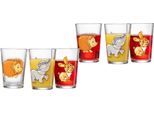 Kinderbecher RITZENHOFF & BREKER "Waldtiere, 6-teilig", bunt, H:10cm Ø:7cm, Glas, Trinkgefäße, Kinderbecher, 3 verschiedene Tiermotive, Topseller