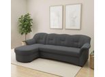 Ecksofa DOMO COLLECTION "FLORES Schlafsofa, 233x142x86 cm, L-Form", grau (dunkelgrau), B:233cm H:86cm T:142cm, 100% Polyester, Sofas, Ecksofa, whlw. mit Bettfunktion, whlw. mit Federkern