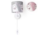 PACO HOME Wandleuchte "Ela 214", weiß, 1, Ø 18cm H: 26,5cm, Leuchten, Kinderlampe Wandlampe Mit Schalter Ø 18cm Lama Rosa Grau Kabel 3m E14, Wandleuchte