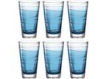 Longdrinkglas LEONARDO "VARIO STRUTTURA", blau, H:13cm Ø:8cm, Glas, Trinkgefäße, Longdrinkglas, 280 ml, 6-teilig