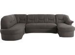 Wohnlandschaft DOMO COLLECTION "SARAFINA 295x83x180 cm, auch mit Federkern für mehr Sitzkomfort", grau (stone), B:295cm H:83cm T:180cm, Luxus-Microfaser (92% Polyester, 8% Nylon);Microfaser PRIMABELLE (100% Polyester);Microfaser PRIMABELLE (100% Polyester) / Struktur (90% Polyester; 10% Polyacryl), Sofas, Wohnlandschaft, whlw. mit Bettfunktion, elegantes Design, U-Form