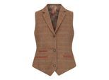 Dames Oak Brown Tailored Fit Tweed Gilet met Visgraatmotief