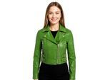 Dames appelgroene cropped Brando leren bikerjack - Bellville