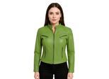 Dames Groen Casual Slim-Fit Leren Bikerjack - Tulsa