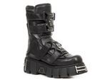 New Rock Punk halfhoge zwarte leren laarzen-M-422-S1