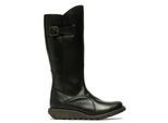 Fly London Damen MOL 2 Kniehohe Stiefel aus Leder mit Keilabsatz und Reißverschluss, Schwarz