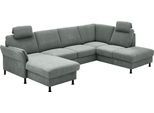 Wohnlandschaft DIE PLANBAR "ZE-EM18013 U-Form, Breite 305 cm", grau (milan steel), B:305cm H:90cm T:200cm, 100% Polyester, Sofas, Wohnlandschaft, wahlweise mit Kopfstützen und Liegearmlehne