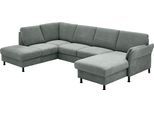 Wohnlandschaft DIE PLANBAR "ZE-EM18013 U-Form, Breite 305 cm", milan steel, B:305cm H:90cm T:200cm, 100% Polyester, Sofas, Wohnlandschaft, wahlweise mit Kopfstützen und Liegearmlehne