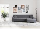 Ecksofa DOMO COLLECTION "TREVISO viele Bezüge, auch in Cord, L-Form, 267x80x83 cm", grau, B:267cm H:83cm T:178cm, 100% Polyester, Sofas, Ecksofa, mit Bettfunktion, inkl. Zierkissen, Unser Dauertiefpreis