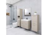 P & B Badezimmer, Beige, Kaschmir, Holzwerkstoff, 5-teilig, 2 Fächer, 5 Schublade(n) Schubladen, 120 cm, Fsc, hängend, Spiegel mit Ablage, Badezimmer, Badmöbelsets & Badmöbelserien, Badmöbel-Sets