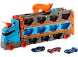 Spielzeug-Transporter HOT WHEELS "2-in-1 Rennbahn-Transporter", bunt, Spielzeugfahrzeuge, KinderB:9cm H:21cm T:46cm, Spielzeug-Transporter, mit drei Hot Wheels Fahrzeugen, B:9cm H:21cm T:46cm