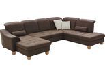 Wohnlandschaft DIE PLANBAR "PP-LA23145 U-Form", braun (mocca), B:341cm H:88cm T:243cm, 100% Polyester, Sofas, Wohnlandschaft, inkl. Kopfpolsterverstellung, Federkernpolsterung