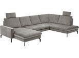 Wohnlandschaft DIE PLANBAR "ZE-EM20028 U-Form, Breite 332 cm", grau (amira silber), B:332cm H:89cm T:220cm, 100% Polyester, Sofas, Wohnlandschaft, wahlweise mit Kopfstützen und Sitztiefenverstellung
