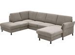 Wohnlandschaft DIE PLANBAR "ZE-EM18013 U-Form, Breite 305 cm", beige (milan beige), B:305cm H:90cm T:200cm, 100% Polyester, Sofas, Wohnlandschaft, wahlweise mit Kopfstützen und Liegearmlehne