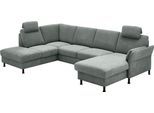 Wohnlandschaft DIE PLANBAR "ZE-EM18013 U-Form, Breite 305 cm", milan steel, B:305cm H:90cm T:200cm, 100% Polyester, Sofas, Wohnlandschaft, wahlweise mit Kopfstützen und Liegearmlehne