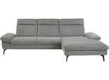Ecksofa HUKLA "HU-HP22156 L-Form", grau (cyber grau), B:309cm H:103cm T:193cm, 100% recyceltes Polyester, Sofas, Ecksofa, inkl. Kopfpolsterverstellung, optional mit Sitztiefenverstellung