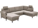 Wohnlandschaft DIE PLANBAR "ZE-EM18013 U-Form, Breite 305 cm", milan beige, B:305cm H:90cm T:200cm, 100% Polyester, Sofas, Wohnlandschaft, wahlweise mit Kopfstützen und Liegearmlehne